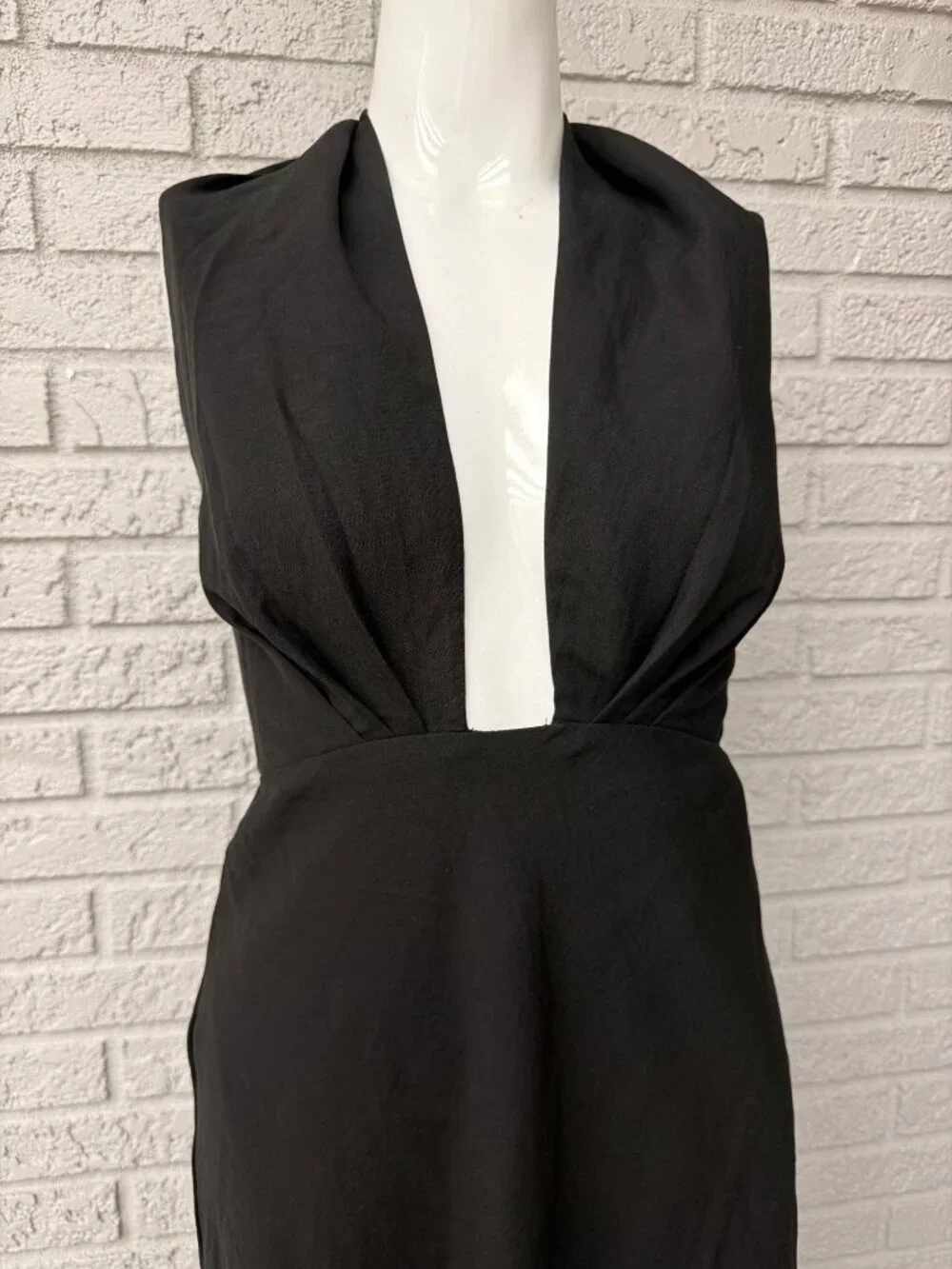 Commense Black Linen Blend Halter Dress Size XS